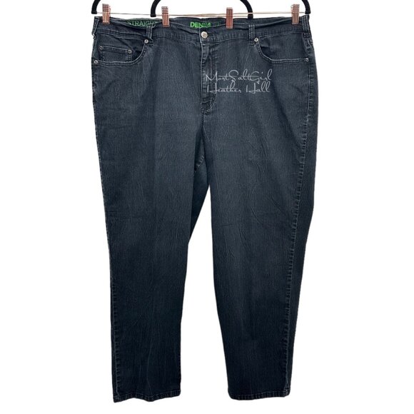 Avenue Jeans Two Pairs Light & Black Wash Denim Lite Straight Leg Size 22 - Picture 4 of 12